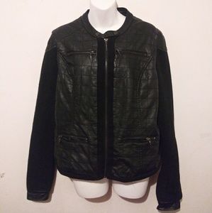 Rachel Roy womens black XL leather jacket full zip